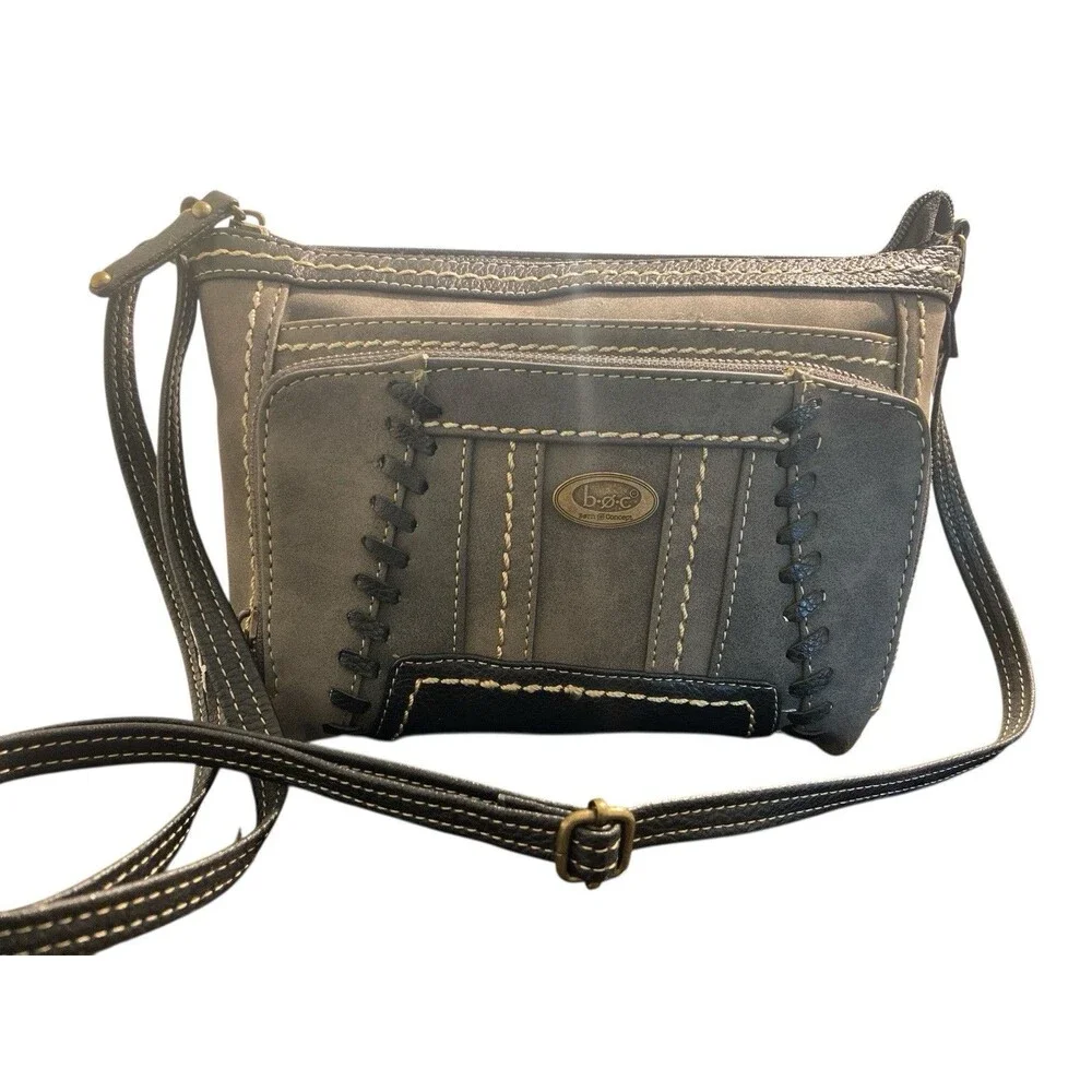 B.O.C‎ Born Concept Gray/ Black Crossbody Purse Faux Leather